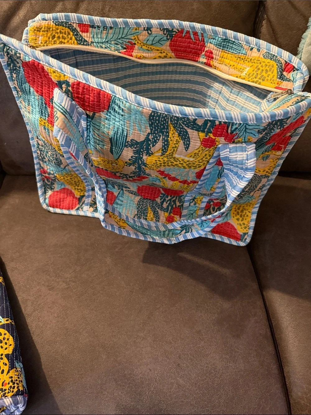 Karma Highway Quilted Cotton Tote Bag - Vibrant Floral Botanical Print